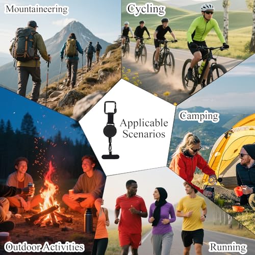 Portable Retractable Anti-Theft Phone Holder, Equipped with a Retractable Keychain Lanyard and Mountain Buckle, Suitable for Travel, Hiking, and Daily Use (Black)