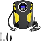 NYTKL Tire Inflator Air Compressor, 12V DC Tyre Air Pump with Digital Pressure Gauge & LED Light, Auto Electric Shut Off Tire Pump for Car SUV Motorcycle Bicycle ATV Balls