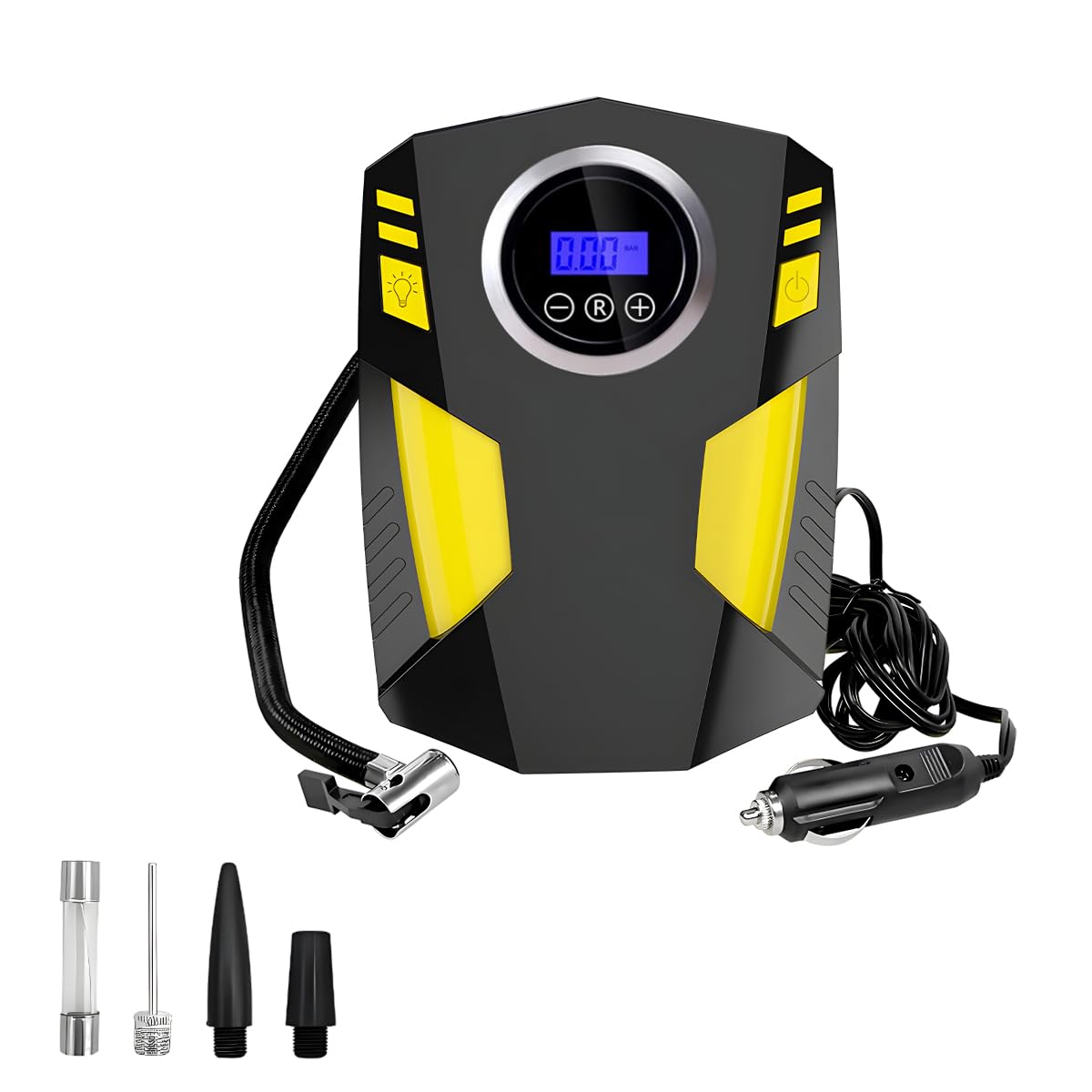 Photo 1 of NYTKL Tire Inflator Air Compressor, 12V DC Tyre Air Pump with Digital Pressure Gauge & LED Light, Auto Electric Shut Off Tire Pump for Car SUV Motorcycle Bicycle ATV Balls