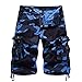 AOQ Men's Camo Cargo Shorts Cotton (34, Dark Blue Camouflage)