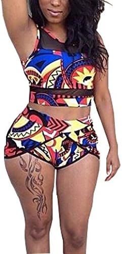Pestok Womens African Print Two Piece Bikini Bathing Suit (Medium)