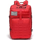 ONE WVW PIN Tactical Backpack for Men, 45L Military Gym Backpacks, Large 3-Day Assault Pack Bug Out Bag MOLLE Daypack for Rucking Fishing Camping (Red)