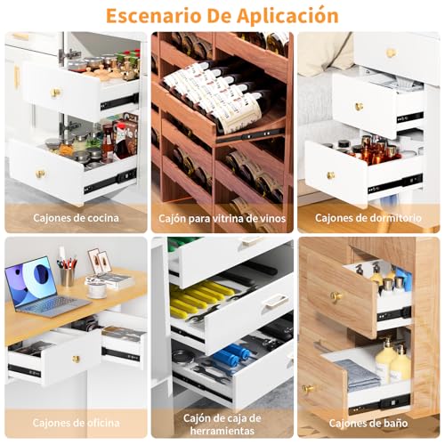HOGESA Rieles para Cajones, 50CM/20" Rieles Para Cajones Cierre Suave, 3 Secciones de Extensión Completa con Rodamiento de Bolas, Soporte Lateral Telescópico para Armario, Capacidad de 100 Libras