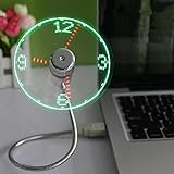 TAKSONPortable Flexible USB LED Clock Fan Cooler with Real Time Display Function for Desktop Computers and Laptops for home and office for gift