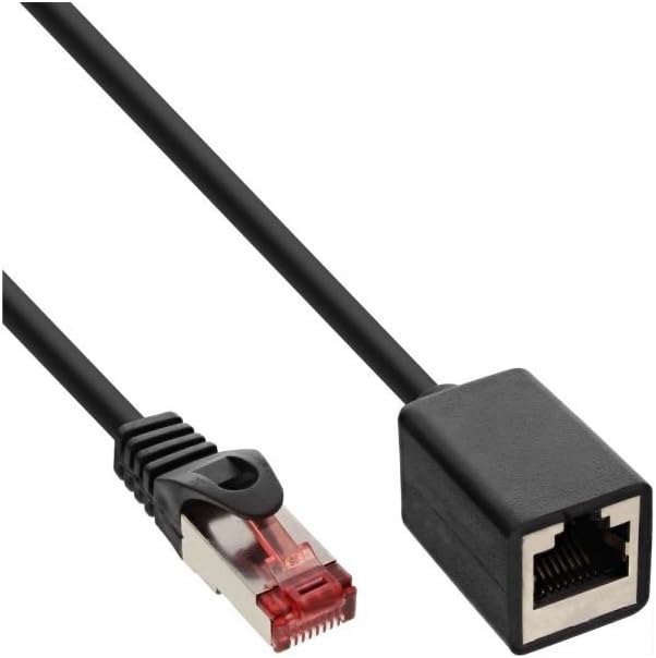 InLine 76900X Patch Cable Extension S/FTP (PiMf), Cat.6, 250 MHz, Halogen-Free, Copper, Black, 10 m