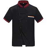 Men's Chef Coat Uniform Short Sleeve Cook Jacket Restaurant Kitchen Work Breathable Clothes