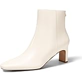 Coutgo Womens Ankle Boots Chunky Heel Closed Toe Booties Side Zipper Winter Dress Shoes