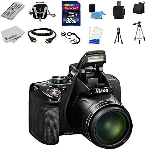 Nikon COOLPIX P530 16.1 MP CMOS Digital Camera with 42x Zoom and Built in Flash (Black) + EN-EL5 Spare Battery + 32GB Deluxe Accessory Bundle Kit by SuperFinds