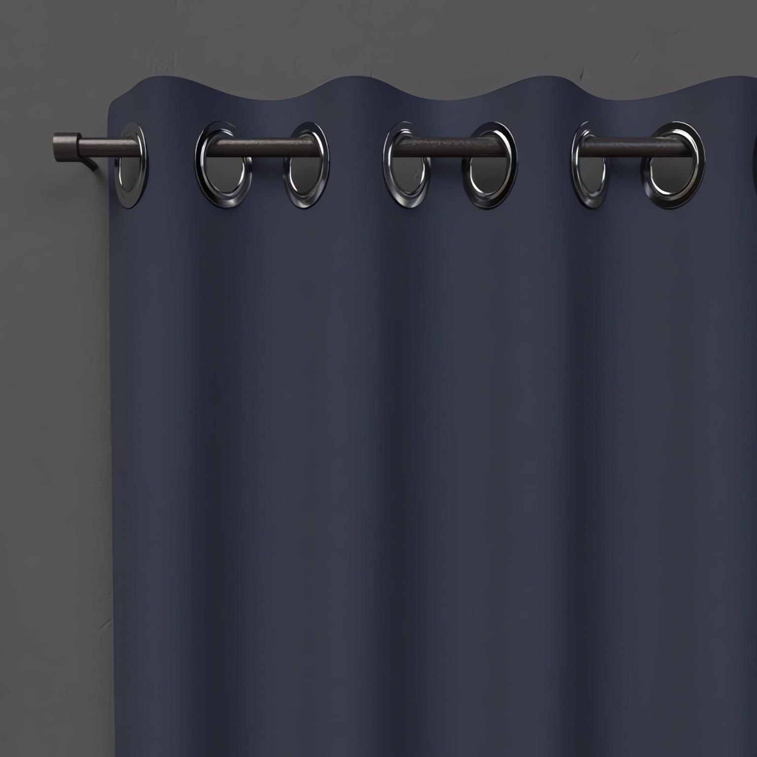 Soleil d'ocre, Alix Blackout Curtain with Eyelets Navy Blue, Polyester, 135x180 cm
