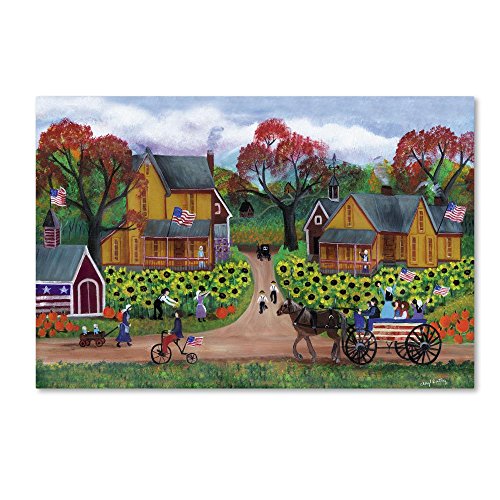 American Sunflower Farm Celebration by Cheryl Bartley, 22x32-Inch Canvas Wall A…