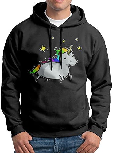 Funny Flying Cute Unicorn Mens' Black Long Sleeve Hoodie Hooded Sweatshirt S