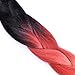 BACANA Ombre Braiding Hair Black/Red Orange/Yellow 5pcs Synthetic Hair Extensions for Braiding Twist Crochet Braids Box Braids Hair Ombre Colors 3 Tone 24 Inch