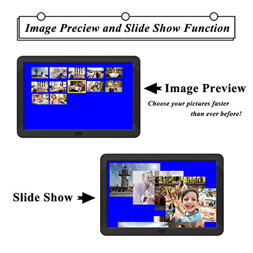 Digital Picture Frame 1920x1080 IPS Screen Include 32GB SD Card 16:9 1080P Video Frame, Photo Auto Rotate, Image Preview, Auto Turn On/Off, Auto Play, Background Music, Calendar, Clock(8 Inch Black) - Thumbnail 2
