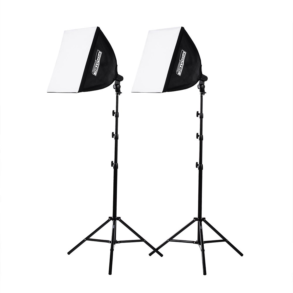 Fovitec - 2X 20"x20" EZ Setup Softbox Studio Video Photography Lights w/ 1000 Watt Equivalent Total Output - [Auto Pop-Up][Continuous][105W Bulbs]