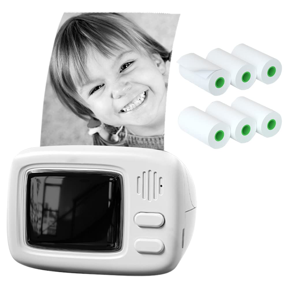 WingFly Mini Printer, Portable Thermal Photo Printer, Wireless Sticker Printer Bluetooth Pocket Inkless Thermal Photo Printer for Printing Logo, Notes, Journal, Memo (7 Paper Rolls)