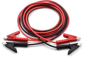 ZHENYU 2PCS 14 AWG Alligator Clips Test Leads Dual Ended Crocodile Heavy Duty Wire Cable with Insulators Clips Test Flexible Copper Cable for Electrical Testing 6.6ft / 2m Wire Length