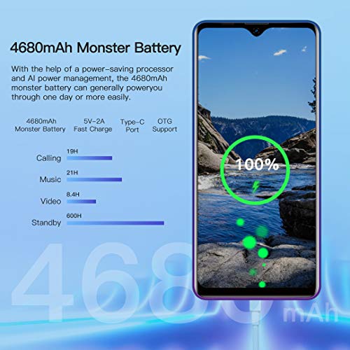 Unlocked Smartphone Blackview A80 Pro, 6.49 inch HD+, 4GB RAM+64GB ROM with 4680mAh Big Battery, 4G Dual SIM for AT&T, T-Mobile Phone,13MP Quad Rear Camera, Android 9.0 Unlocked Cell Phones