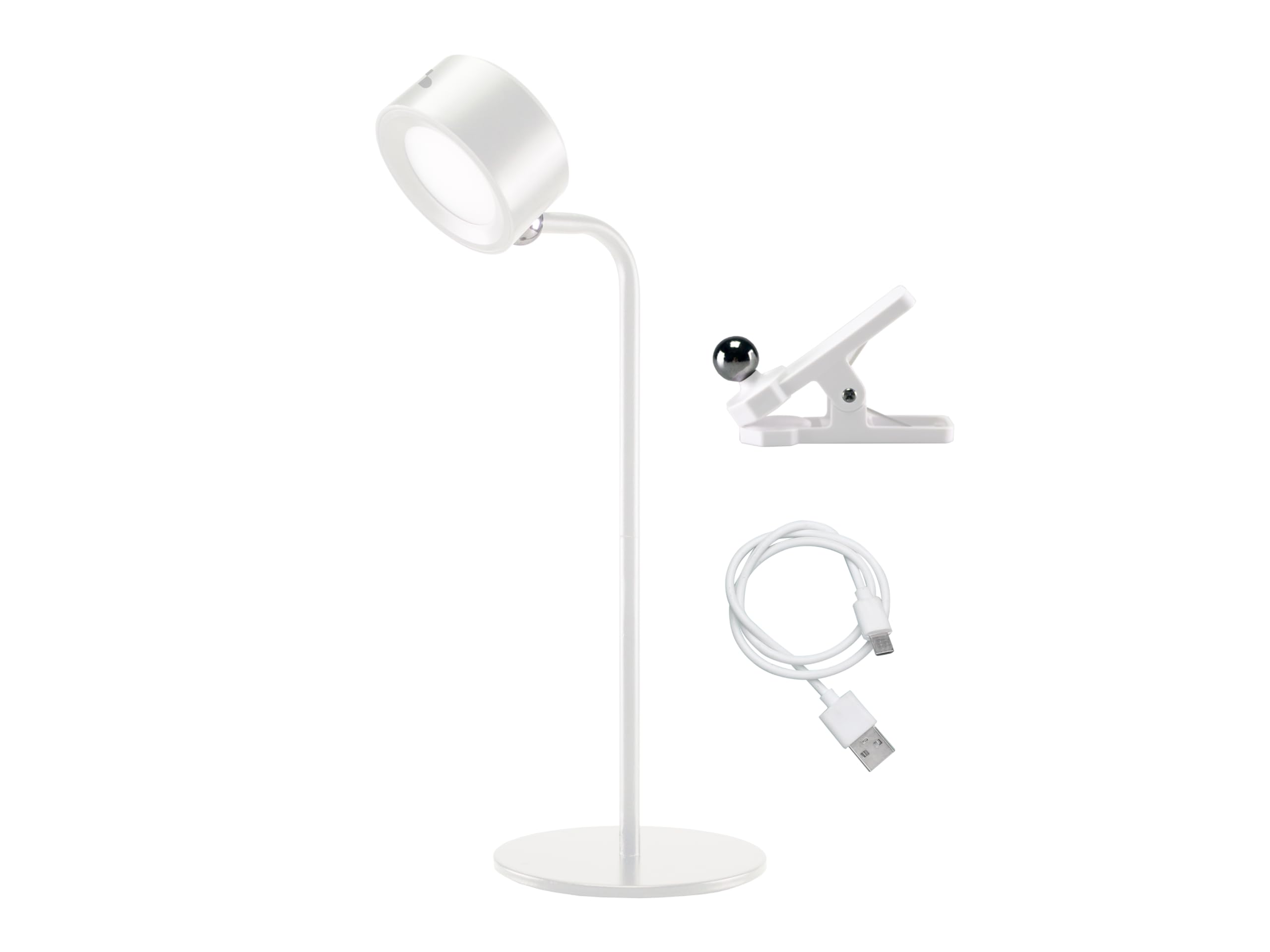 Beper P201UTP302 Wireless Reading Lamp, 3 Applications, Table Lamp, Wall Lamp, Lamp with Clip, 2.3 W, Rechargeable USB Cable Type C, 3 Shades of Light, White