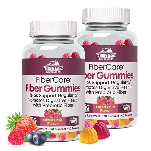 Country Farms Fiber Care Prebiotic Gummies, 6g of Fiber Per Serving, FOS from B…
