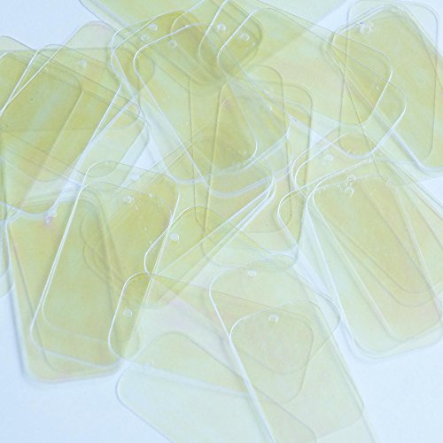 Pale Yellow Crystal Luminescent Rectangle Long 1.5 inch Couture Loose Paillettes. Made in USA.