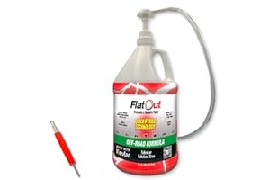 FlatOut QuickStrike Tire Sealant - Off-Road Formula - Prevents Flat Tires - Seals Leaks - Contains Kevlar - Tubeless Tire Sealant - 1 Gallon + Tool