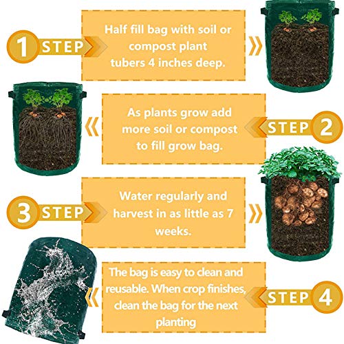 Potato Grow Bags, Afomida 3 Pack 7 Gallon Plant Growing Bags Reusable