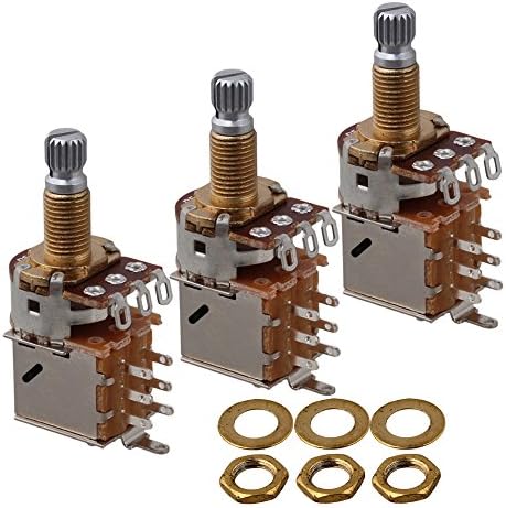 Yibuy Silver &amp; Gold B500K Pots Push Pull Pot With 18mm Gold Plated Shaft For Guitar Control Pack of 3