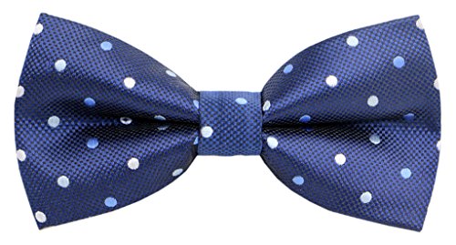 Carahere Mens Handmade Classic Polka Dot Pattern Bow Ties M93 Navy Blue
