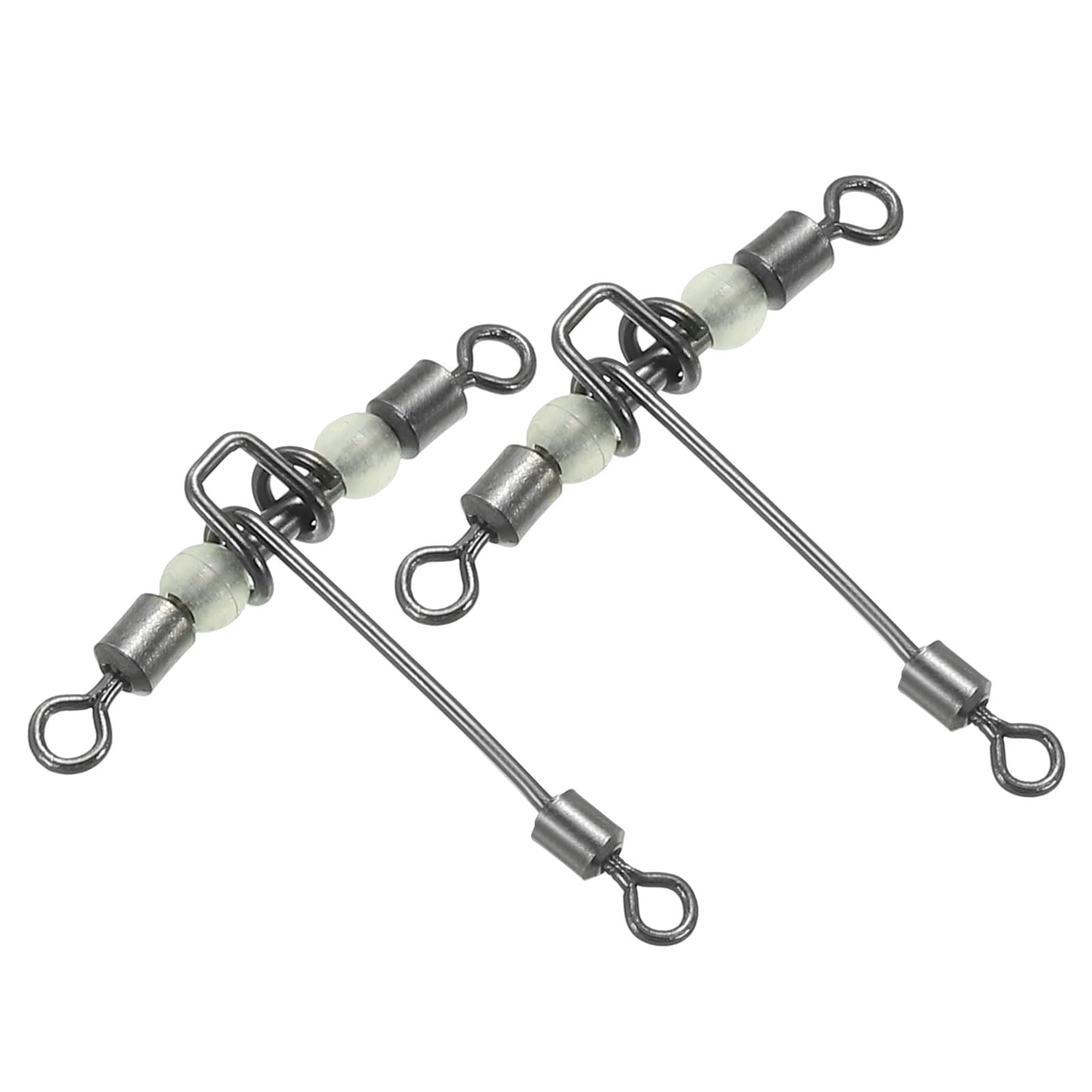 PATIKIL 3 Way Swivel 44lbs, 20 Pack Cross Line T Turn Rolling Terminal Tackle with Luminous Beads for Catfish Surf Rig, Black