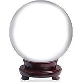 LONGWIN 150mm (5.9 inch) Divination Crystal Ball Decorative Glass Balls Globe Sphere Free Wooden Stand
