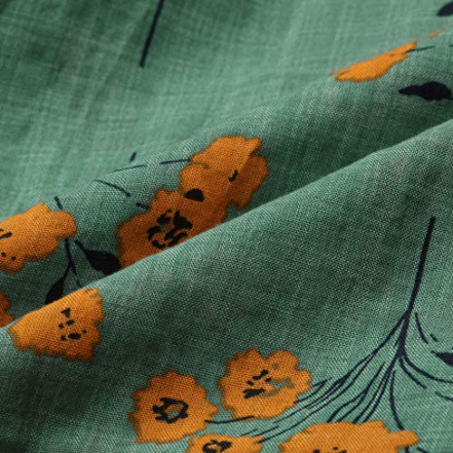 YEZIJIN Women Plus Size Print Pocket Bandage Casual Linen O-Neck Blouse T-Shirt Tops Blouse Tee Under 10 Dollars Green