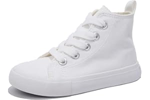 OPOEE Boys & Girls High Top lace-up Kids' Espadrcanvas Shoes Back-to-School Season Little White Shoes Teen Classic Kids' Sneakers Tennis Shoes Baby Skate Shoes