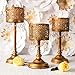 Amalfi Décor Victoria 3-Piece Antique Gold Hurricane Candle Holder Set with Crystals, Metal Pillar Wedding Accent Stand