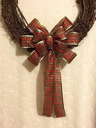 Christmas Plaid Wreath Bow Large/Home for the Holidays Collection/Custom Bows by Jami