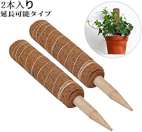 Amazon 園芸支柱 ココナッツ支柱 園芸支柱パーツ つる植物 観葉植物支柱 ココナッツパームスティック 水分 養分維持 頑丈 使いやすい 耐久 植物 安全 園芸 高さ調整可能デザイン 高さ50cm 2本入り 支柱
