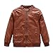 Encontrar Boys Faux Leather Jacket Trendy Stand Collar Coat Brown 13-14