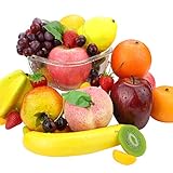 CEWOR 39pcs Artificial Fruits Lifelike Fake Fruits Various Simulation Fruits Apple Banana Cherries Mango Grape for Home Decoration