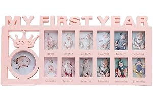 CCONYA Creative Baby Commemorate First 12 Months Picture Frame Kids Growing Memory Gift DIY Newborns First Year Souvenirs Photo Frame (pink)