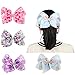 OAOLEER 4th of July American Flag Hair Bow Clips, Blue White Red Grosgrain Ribbon Alligator Bow, Kids Girls Women Hair Accessories For Party Supplies (4pcs 8inch)