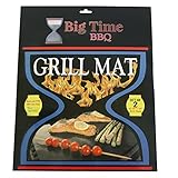 Big Time BBQ Grill Mat (Set Of 2) Heavy Duty Non Stick Grilling Toppers That Perform Like Grill Grate Liners That Protect Your Iron Grids From Rusting 15.75 x 13 inch Reusable Barbecue Grill Accessory