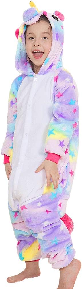 Yansion Unicorn Onesies Pajamas, Cosplay Costumes Hoodie Sleepwear Flannel Unicorn Nightwear Fancy Dress Up Size for 6-12 Years