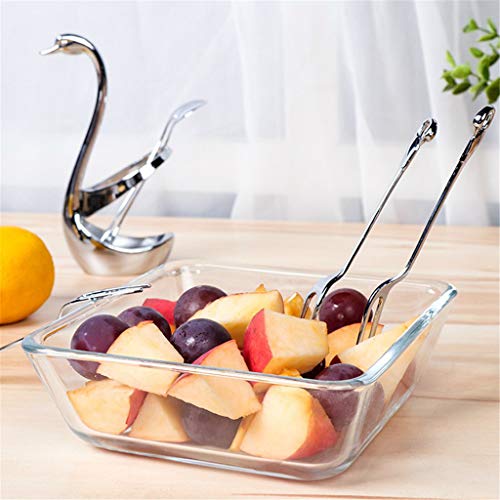 MIS1950s Stainless Steel Dinnerware Set & Fruit Fork Set & Dessert Flatware Set, Decorative Swan Base Holder with 3 Forks and 3 Spoons for Dining Room (Silver) - Thumbnail 3