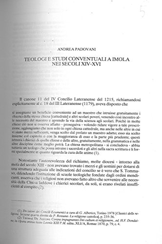 Teologi e studi conventuali a Imola nei secoli XIV-XVI.