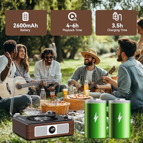 CD Player Portable, Retro CD Bluetooth Player with Dual HiFi Speakers, 2600mAh Rechargeable CD Player for Home with Remote Control,Support USB/AUX,Headphone Jack,Optical Brown