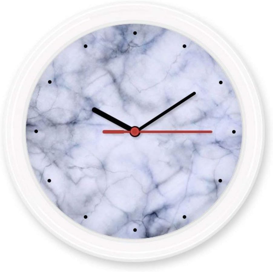 Black White Marble Modern Abstract Miscellaneous Illustration Pattern Silent Non-ticking Round Wall Decorative Clock Battery-operated Clocks Gift Home Decal