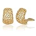 JanKuo Jewelry Gold Plated Vintage Style Semi Hoop Clip On Earrings