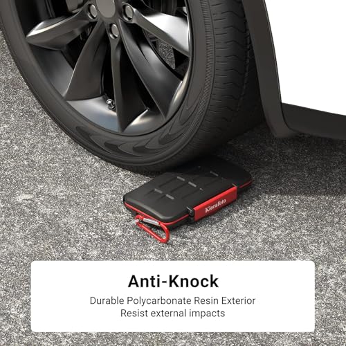 Kiorafoto Soporte Profesional Impermeable y a Prueba de Golpes almacena la Cubierta Protectora de la Tarjeta de Memoria SD sdhc sdxc TF, con Gancho y Anillo de 12 Tarjetas SD y 12 Tarjetas SD Micro