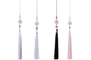 Anneome Ancient Tassel Pendant 4Pcs Chinese Waist Bracelets with Bell Charms for Traditional Costume Car Home Decor 11.81In