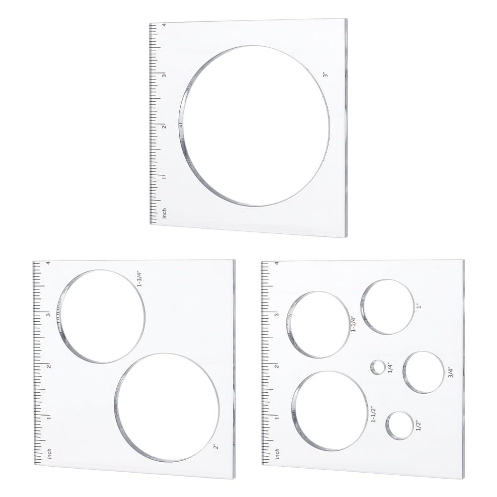 PH PandaHall 9-in-1 Acrylic Router Jig Templates, Circle Stencil Template Drawing Scale Rulers for Woodworking Painting Drawing Aids School Office, 0.26/0.51/0.77/1/1.28/1.5/1.75/2/3 Inch