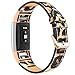 Simpeak Leather Band Compatible with Fitbit Charge 2, Genuine Leather Wristband Strap Replacement for Fitbit Charge 2 (Leopard)